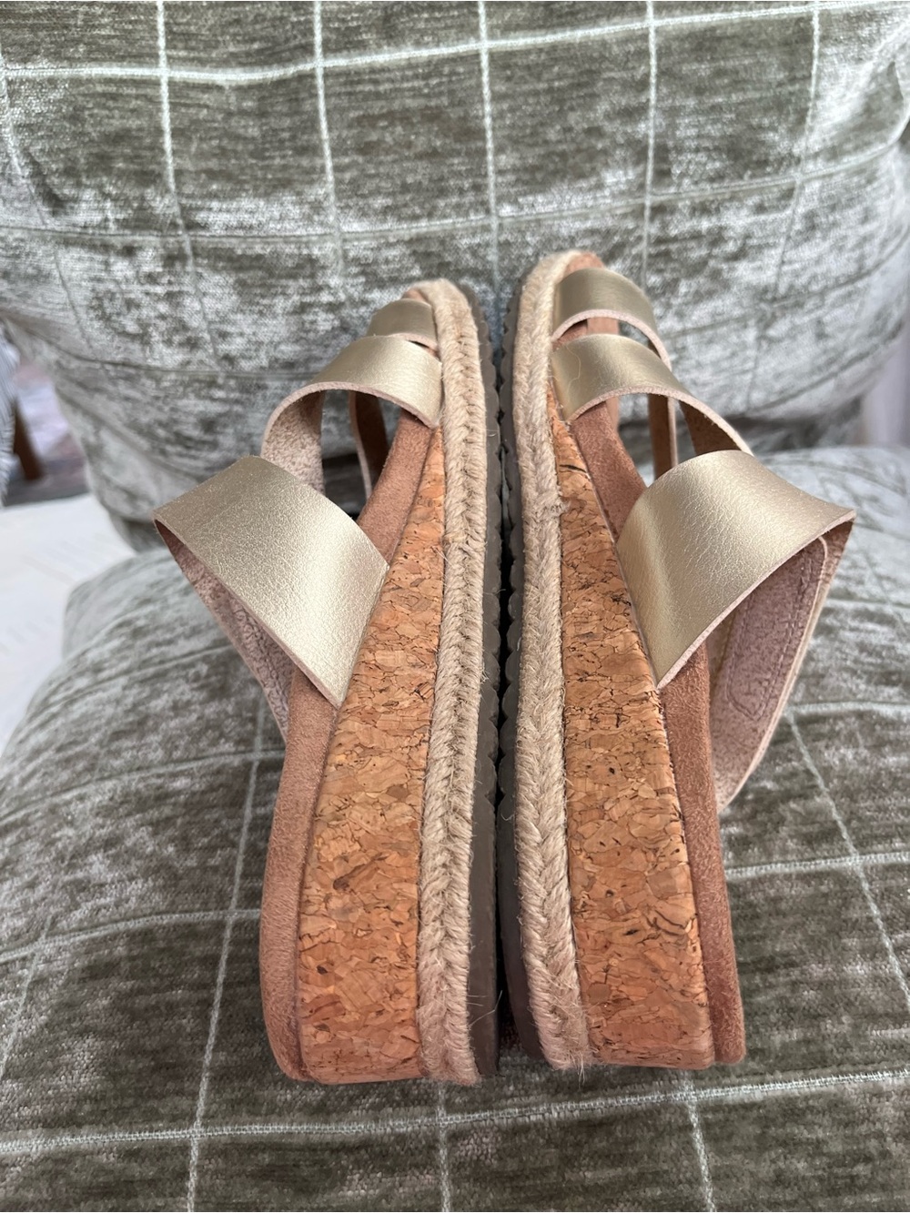 Skechers Metallic Gold Triple-Strap Slide Sandals - Picture 4 of 5